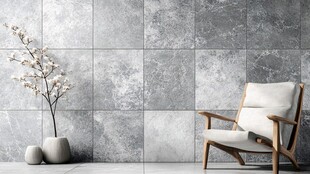 简约灰墙旁的舒适休闲椅