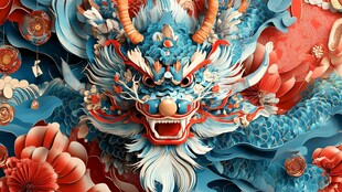 中式立体龙艺术插画设计