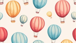 多彩热气球无缝图案背景