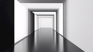 极简黑白几何感延伸走廊