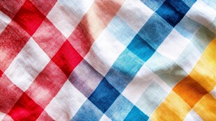 多彩格子布料纹理特写