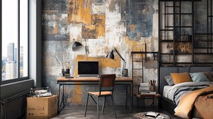 工业风卧室办公一体化空间