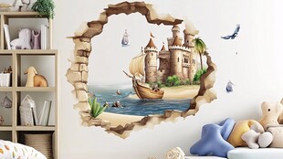 梦幻城堡破墙而出墙贴