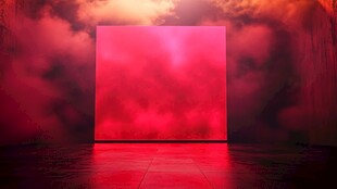 红色梦幻烟雾方形空间场景