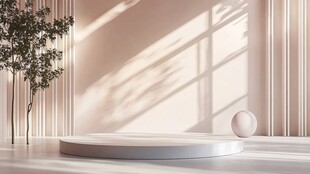 简约光影展台与绿植场景