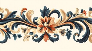 复古花卉卷草纹装饰图案