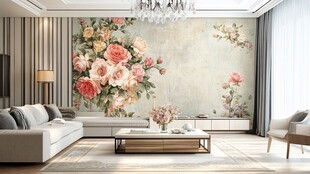 浪漫花卉风客厅墙面装饰