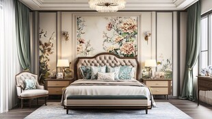奢华花卉主题卧室设计