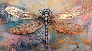 梦幻蜻蜓 多彩艺术插画