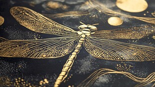 金色蜻蜓 精致艺术纹理图案