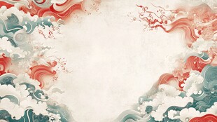 中式海浪祥云古风背景图