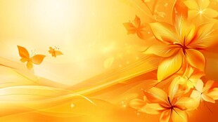 金色梦幻花卉蝴蝶背景图
