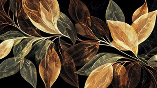 金色叶脉树叶装饰图案