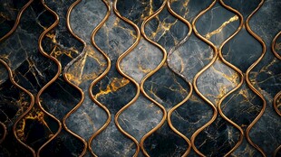 金色曲线交织大理石纹理