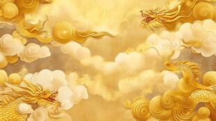 金色祥云祥龙中式背景图