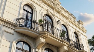 欧式典雅建筑外观特写