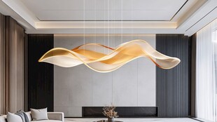 现代客厅的艺术波浪形吊灯