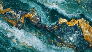 绿金交织的流体艺术纹理