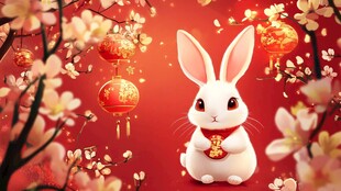 萌兔贺岁 喜庆新春景象