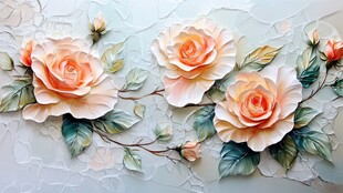 立体浮雕粉色玫瑰花图案