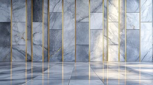 大理石墙面与光亮地面空间