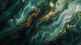 墨绿金纹抽象流体艺术图案