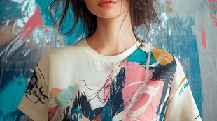 时尚少女的个性印花T恤