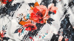 花卉水墨风印花布料