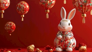 萌兔贺岁 灯笼添彩迎新春