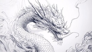 龙的精美线稿图案