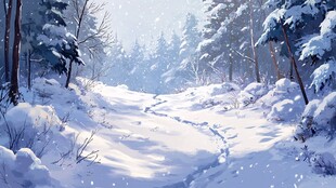 冬日雪林小径