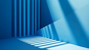 蓝色空间光影室内场景