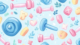 可爱健身元素卡通图案背景