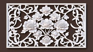 中式雕花图案 典雅牡丹纹饰