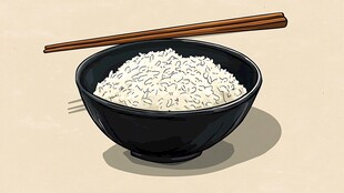 一碗白米饭配中式筷子