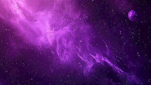 梦幻紫色星云与星球