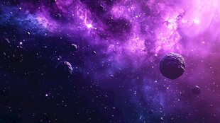 梦幻紫色星空与小行星