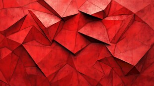 红色折纸风立体几何背景