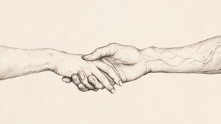 手绘双人握手画面