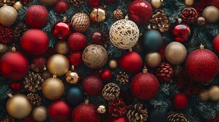 圣诞装饰球与松果大集合