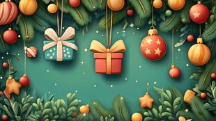 圣诞装饰 礼物与彩球装点