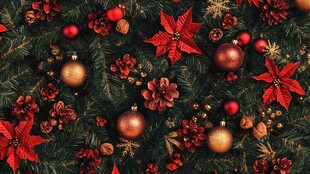 圣诞装饰 红绿相映的节日氛围