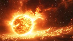 炽热太阳耀于浩瀚星空