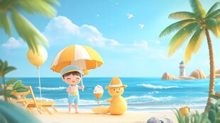 夏日海滩童趣时光