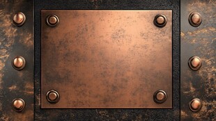 复古铜质面板与铆钉装饰