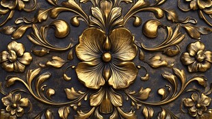 奢华金色花卉浮雕纹理
