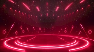 红色霓虹舞台科幻空间效果