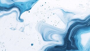 蓝白水墨风流体艺术画面