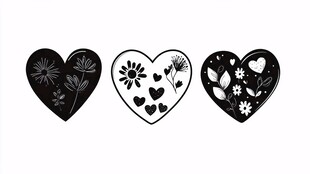 心形花卉图案插画