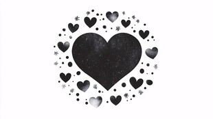 黑色爱心图案装饰元素